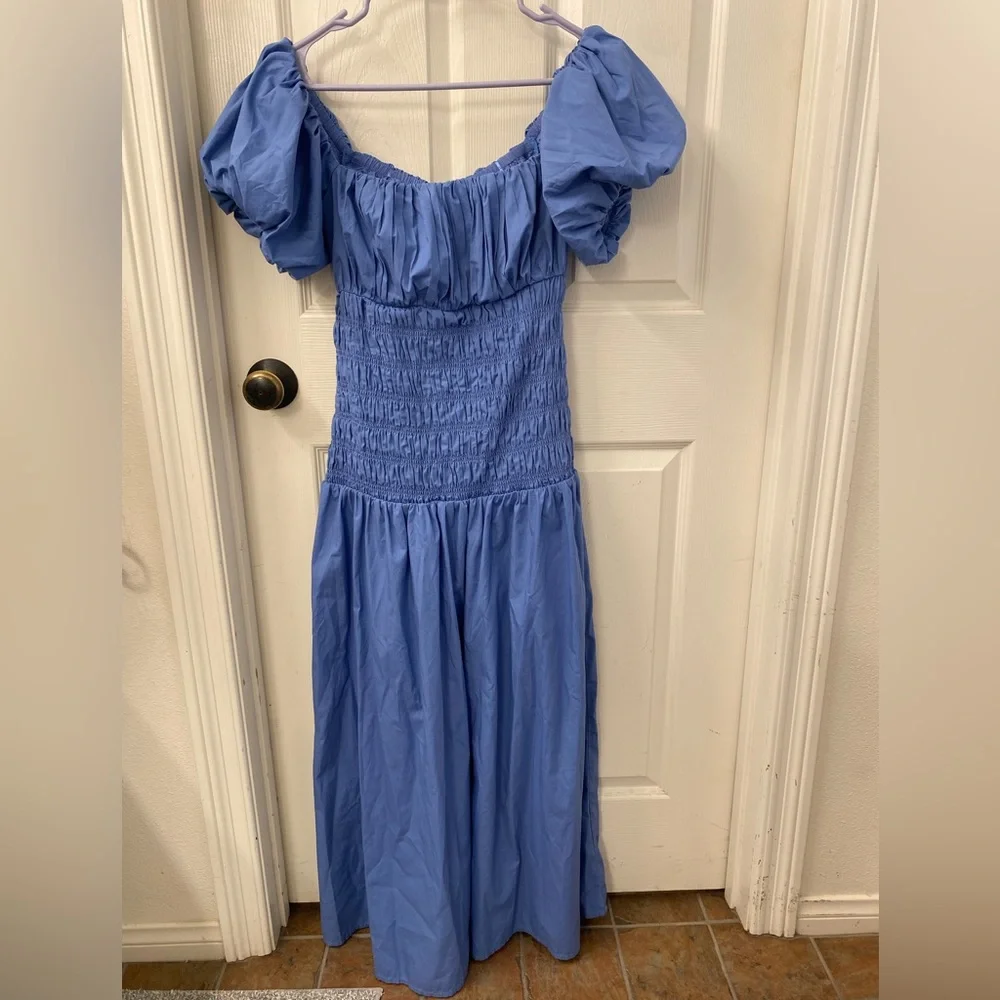 Abercrombie & Fitch Blue Smocked Maxi Dress